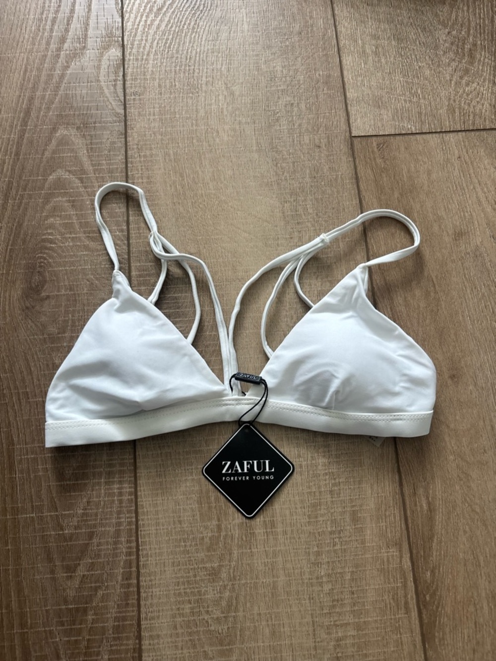 ZAFUL Women's White Triangle Bathing Suit Top